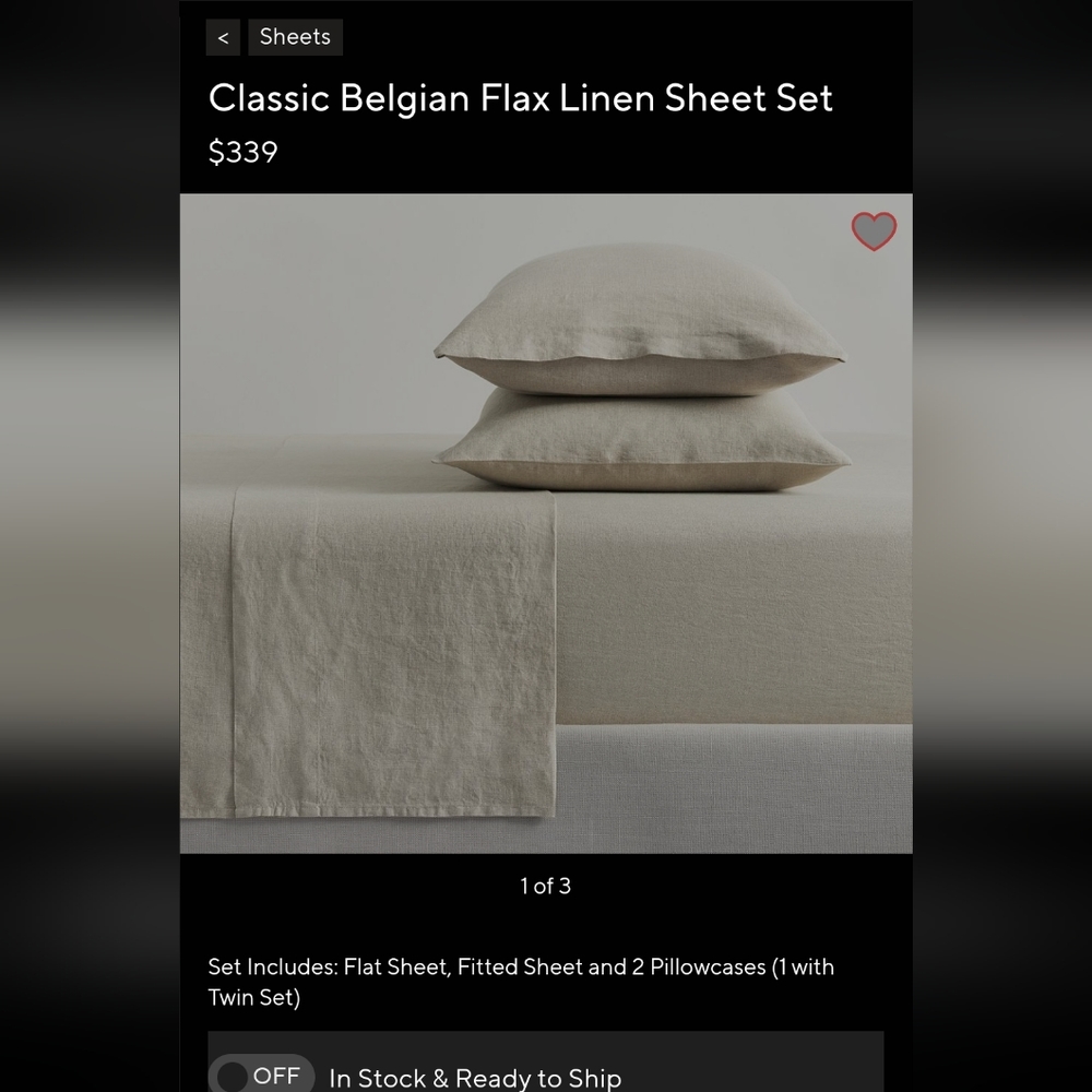 Pottery Barn Linen Sheet Set